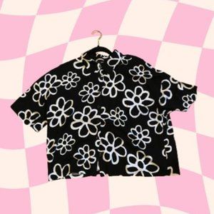 Forever 21+ Floral Button Down Short Sleeved Shirt